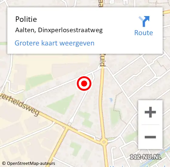 Locatie op kaart van de 112 melding: Politie Aalten, Dinxperlosestraatweg op 7 augustus 2019 15:24