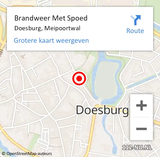 Locatie op kaart van de 112 melding: Brandweer Met Spoed Naar Doesburg, Meipoortwal op 7 augustus 2019 15:40