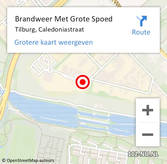 Locatie op kaart van de 112 melding: Brandweer Met Grote Spoed Naar Tilburg, Caledoniastraat op 7 augustus 2019 16:07