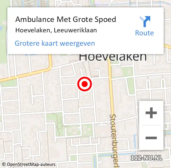Locatie op kaart van de 112 melding: Ambulance Met Grote Spoed Naar Hoevelaken, Leeuweriklaan op 7 augustus 2019 16:17