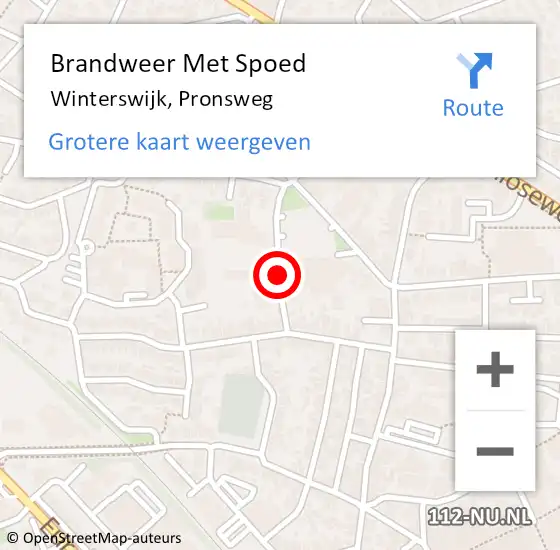 Locatie op kaart van de 112 melding: Brandweer Met Spoed Naar Winterswijk, Pronsweg op 7 augustus 2019 16:40