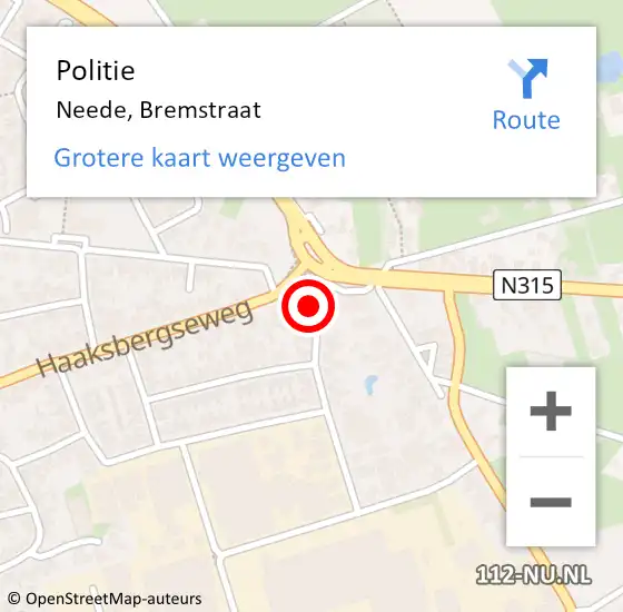 Locatie op kaart van de 112 melding: Politie Neede, Bremstraat op 7 augustus 2019 16:45