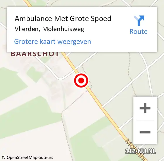 Locatie op kaart van de 112 melding: Ambulance Met Grote Spoed Naar Vlierden, Molenhuisweg op 7 augustus 2019 16:49