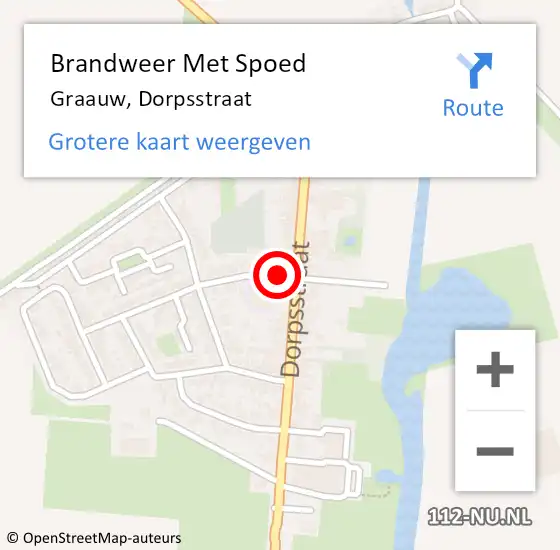 Locatie op kaart van de 112 melding: Brandweer Met Spoed Naar Graauw, Dorpsstraat op 7 augustus 2019 17:40