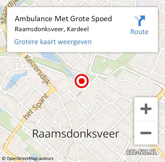 Locatie op kaart van de 112 melding: Ambulance Met Grote Spoed Naar Raamsdonksveer, Kardeel op 7 augustus 2019 18:02