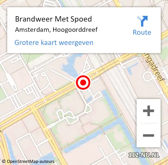 Locatie op kaart van de 112 melding: Brandweer Met Spoed Naar Amsterdam, Hoogoorddreef op 7 augustus 2019 18:32