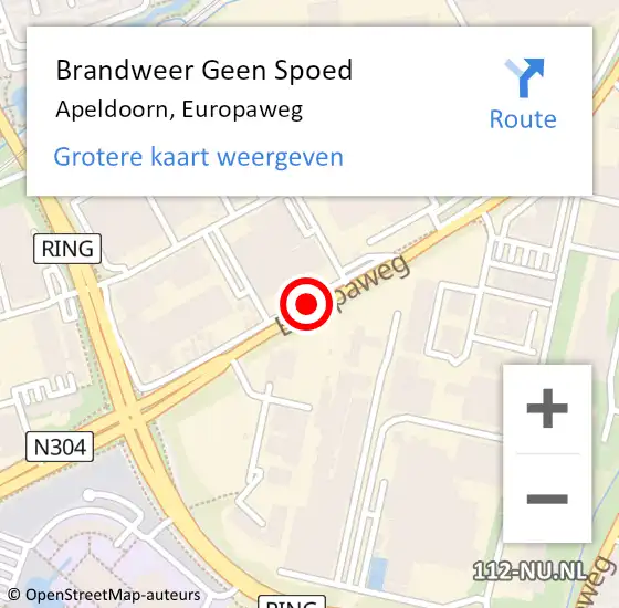 Locatie op kaart van de 112 melding: Brandweer Geen Spoed Naar Apeldoorn, Europaweg op 7 augustus 2019 19:02