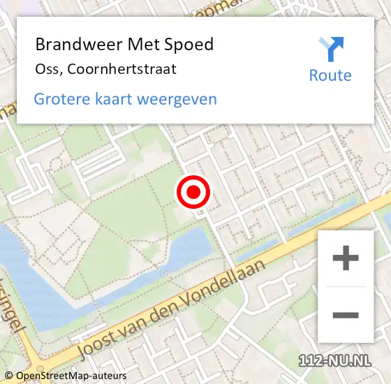 Locatie op kaart van de 112 melding: Brandweer Met Spoed Naar Oss, Coornhertstraat op 7 augustus 2019 19:46