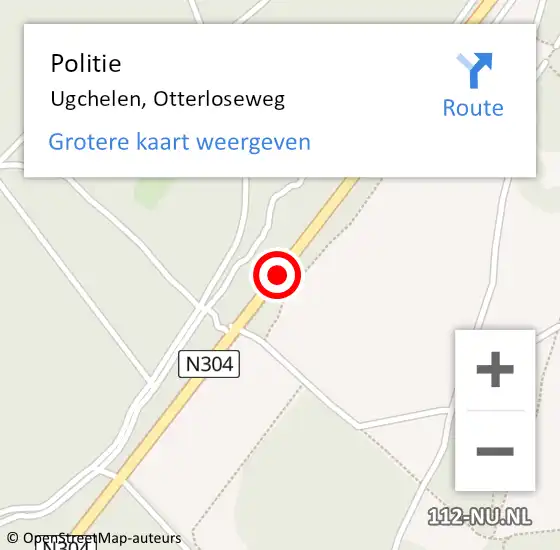 Locatie op kaart van de 112 melding: Politie Ugchelen, Otterloseweg op 7 augustus 2019 19:48