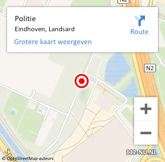 Locatie op kaart van de 112 melding: Politie Eindhoven, Landsard op 7 augustus 2019 19:54