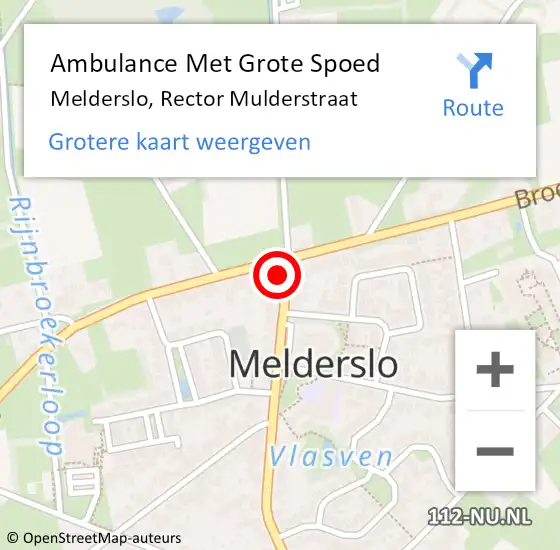 Locatie op kaart van de 112 melding: Ambulance Met Grote Spoed Naar Melderslo, Rector Mulderstraat op 7 september 2013 18:51