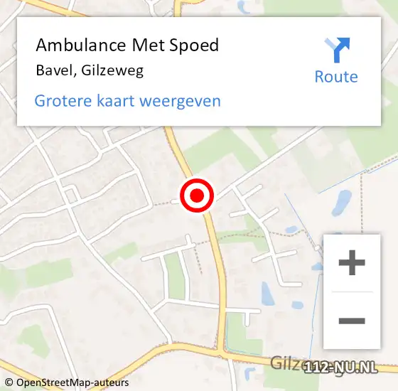 Locatie op kaart van de 112 melding: Ambulance Met Spoed Naar Bavel, Gilzeweg op 7 augustus 2019 21:10