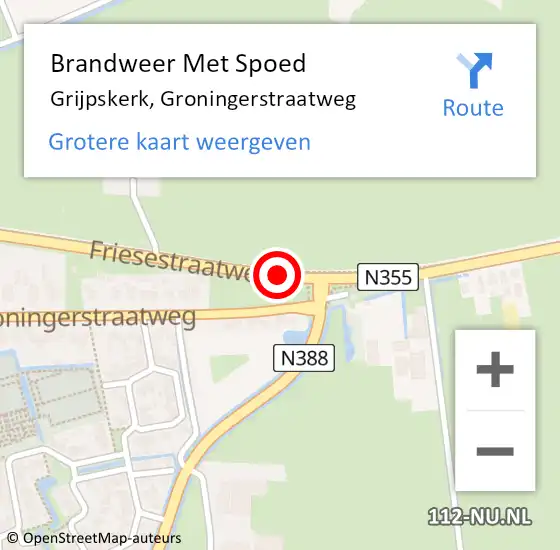 Locatie op kaart van de 112 melding: Brandweer Met Spoed Naar Grijpskerk, Groningerstraatweg op 7 augustus 2019 21:40