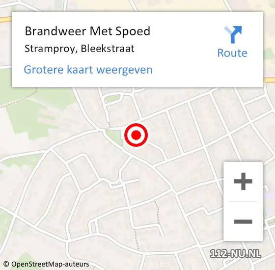 Locatie op kaart van de 112 melding: Brandweer Met Spoed Naar Stramproy, Bleekstraat op 7 augustus 2019 23:30