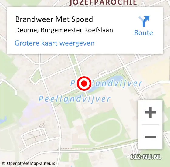 Locatie op kaart van de 112 melding: Brandweer Met Spoed Naar Deurne, Burgemeester Roefslaan op 7 augustus 2019 23:40