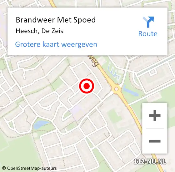 Locatie op kaart van de 112 melding: Brandweer Met Spoed Naar Heesch, De Zeis op 8 augustus 2019 00:26