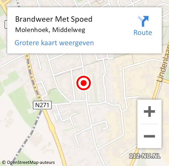 Locatie op kaart van de 112 melding: Brandweer Met Spoed Naar Molenhoek, Middelweg op 8 augustus 2019 00:43