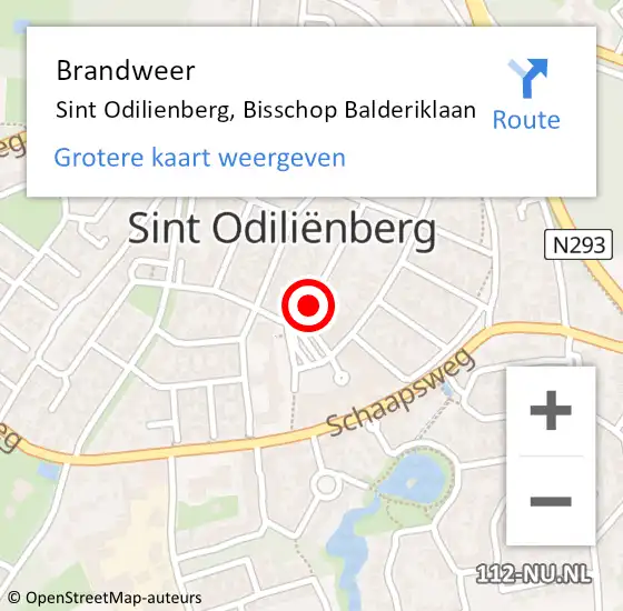 Locatie op kaart van de 112 melding: Brandweer Sint Odilienberg, Bisschop Balderiklaan op 8 augustus 2019 01:52