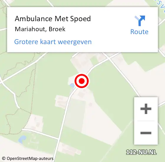 Locatie op kaart van de 112 melding: Ambulance Met Spoed Naar Mariahout, Broek op 8 augustus 2019 05:45