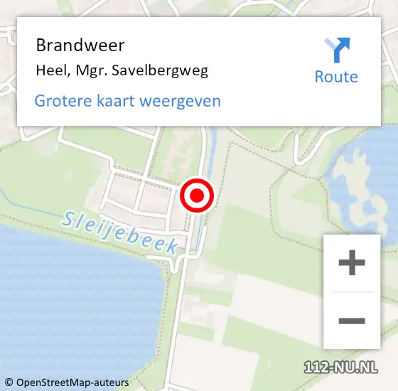 Locatie op kaart van de 112 melding: Brandweer Heel, Mgr. Savelbergweg op 8 augustus 2019 07:51