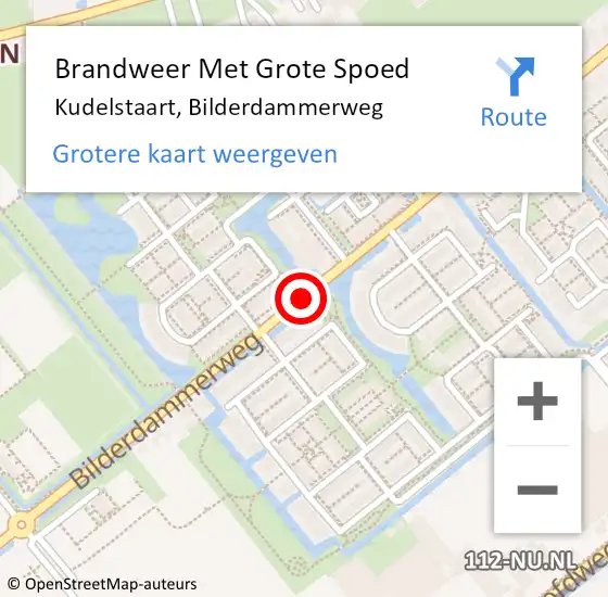 Locatie op kaart van de 112 melding: Brandweer Met Grote Spoed Naar Kudelstaart, Bilderdammerweg op 8 augustus 2019 07:52