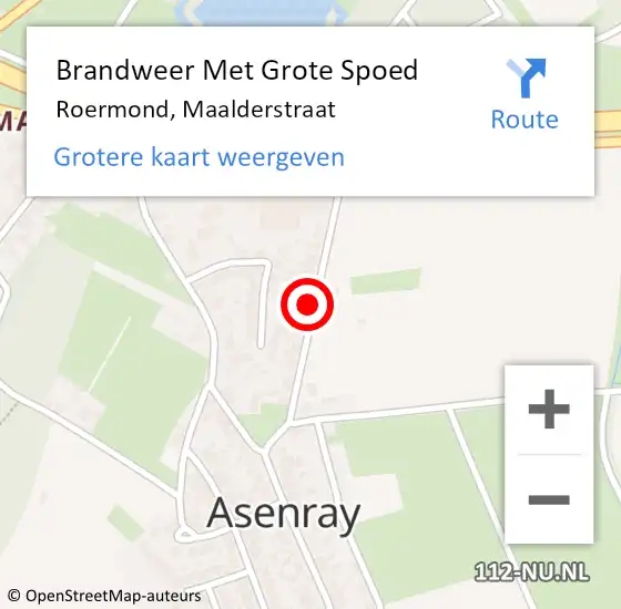 Locatie op kaart van de 112 melding: Brandweer Met Grote Spoed Naar Roermond, Maalderstraat op 8 augustus 2019 08:54