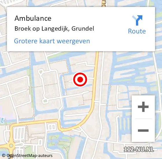 Locatie op kaart van de 112 melding: Ambulance Broek op Langedijk, Grundel op 8 augustus 2019 09:12