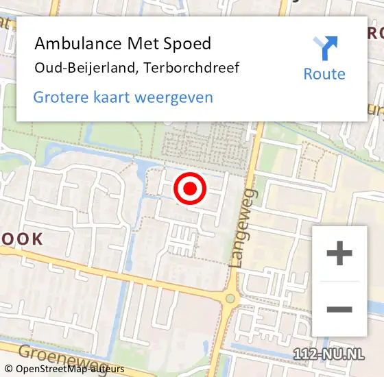 Locatie op kaart van de 112 melding: Ambulance Met Spoed Naar Oud-Beijerland, Terborchdreef op 8 augustus 2019 11:34