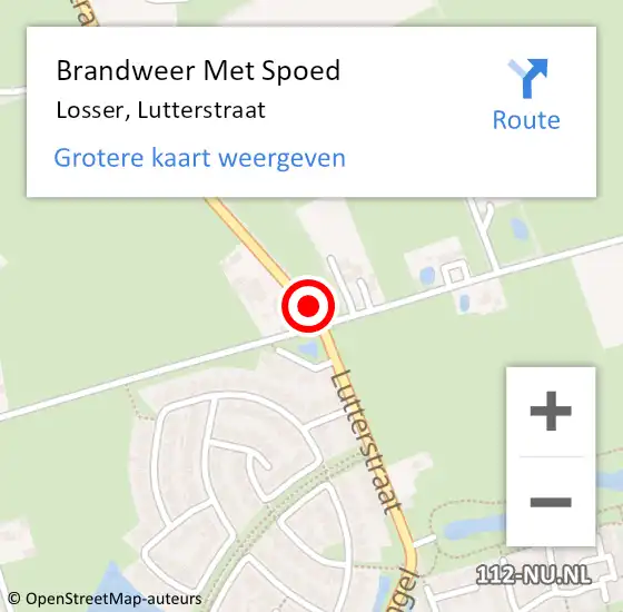 Locatie op kaart van de 112 melding: Brandweer Met Spoed Naar Losser, Lutterstraat op 8 augustus 2019 11:36