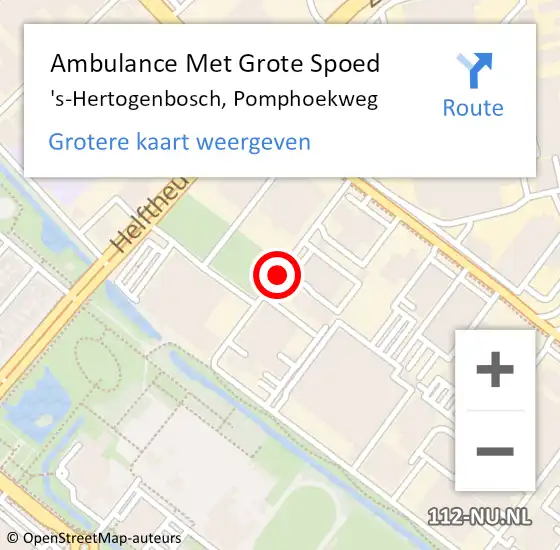 Locatie op kaart van de 112 melding: Ambulance Met Grote Spoed Naar 's-Hertogenbosch, Pomphoekweg op 8 augustus 2019 12:35