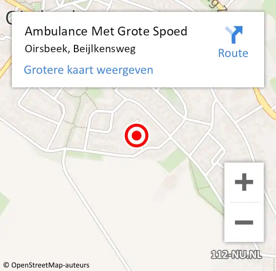 Locatie op kaart van de 112 melding: Ambulance Met Grote Spoed Naar Oirsbeek, Beijlkensweg op 10 april 2014 04:41