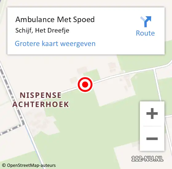 Locatie op kaart van de 112 melding: Ambulance Met Spoed Naar Schijf, Het Dreefje op 8 augustus 2019 13:51