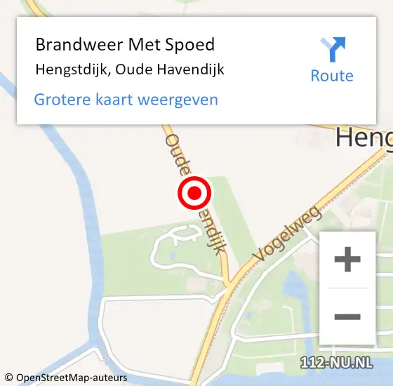 Locatie op kaart van de 112 melding: Brandweer Met Spoed Naar Hengstdijk, Oude Havendijk op 8 augustus 2019 13:57