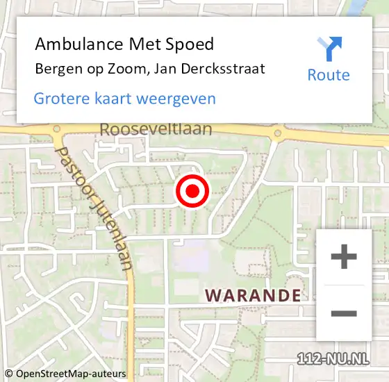 Locatie op kaart van de 112 melding: Ambulance Met Spoed Naar Bergen op Zoom, Jan Dercksstraat op 8 augustus 2019 15:36