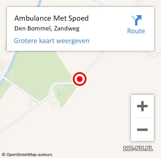 Locatie op kaart van de 112 melding: Ambulance Met Spoed Naar Den Bommel, Zandweg op 8 augustus 2019 15:56