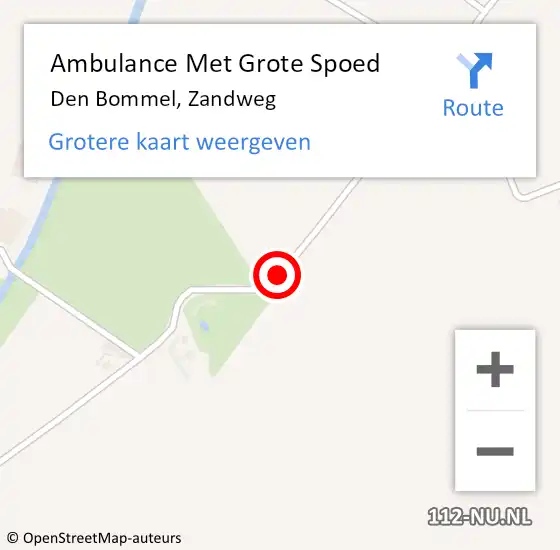 Locatie op kaart van de 112 melding: Ambulance Met Grote Spoed Naar Den Bommel, Zandweg op 8 augustus 2019 15:59