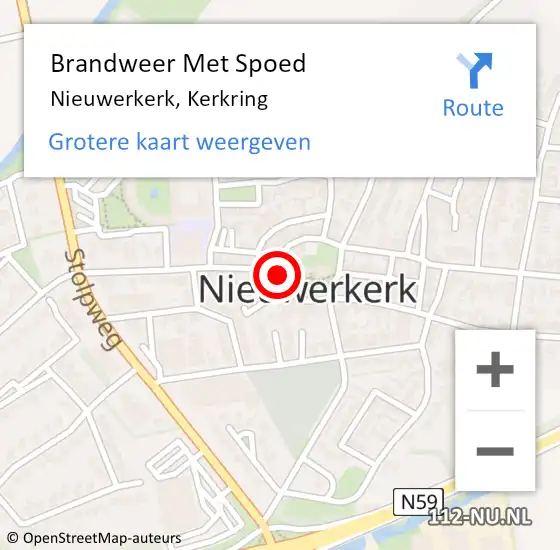 Locatie op kaart van de 112 melding: Brandweer Met Spoed Naar Nieuwerkerk, Kerkring op 8 augustus 2019 16:56