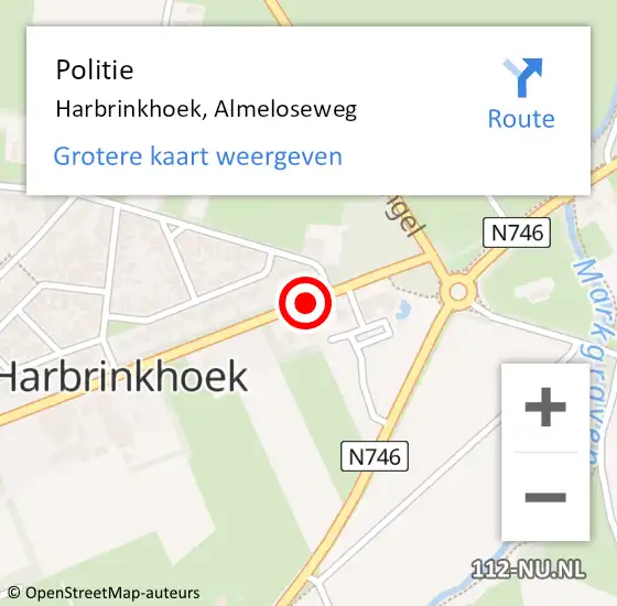 Locatie op kaart van de 112 melding: Politie Harbrinkhoek, Almeloseweg op 8 augustus 2019 17:24