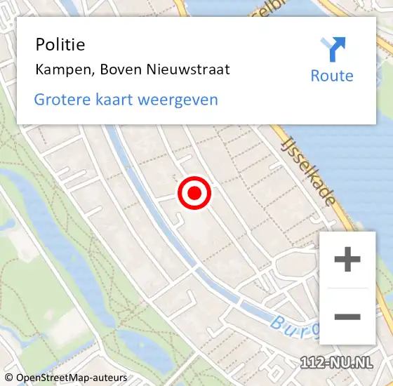 Locatie op kaart van de 112 melding: Politie Kampen, Boven Nieuwstraat op 8 augustus 2019 17:44