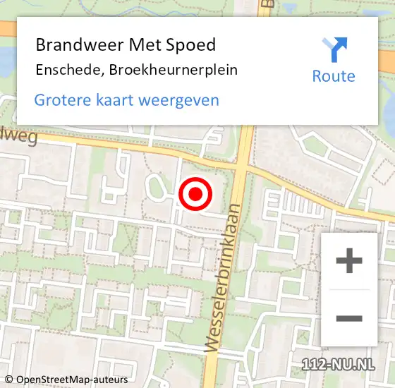 Locatie op kaart van de 112 melding: Brandweer Met Spoed Naar Enschede, Broekheurnerplein op 8 augustus 2019 17:51