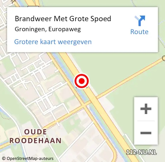 Locatie op kaart van de 112 melding: Brandweer Met Grote Spoed Naar Groningen, Europaweg op 8 augustus 2019 18:07