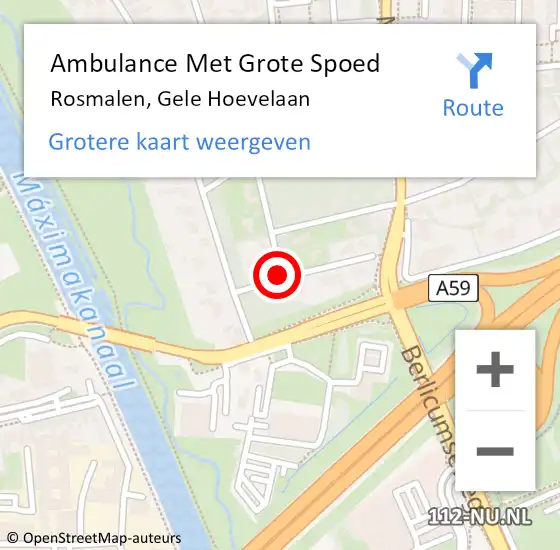 Locatie op kaart van de 112 melding: Ambulance Met Grote Spoed Naar Rosmalen, Gele Hoevelaan op 8 augustus 2019 18:19