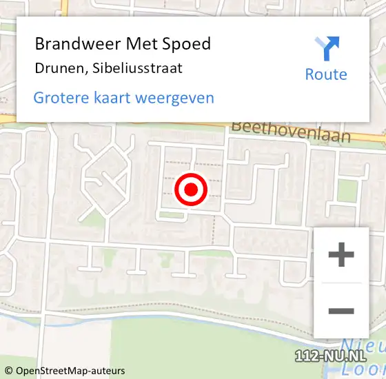 Locatie op kaart van de 112 melding: Brandweer Met Spoed Naar Drunen, Sibeliusstraat op 8 augustus 2019 19:02