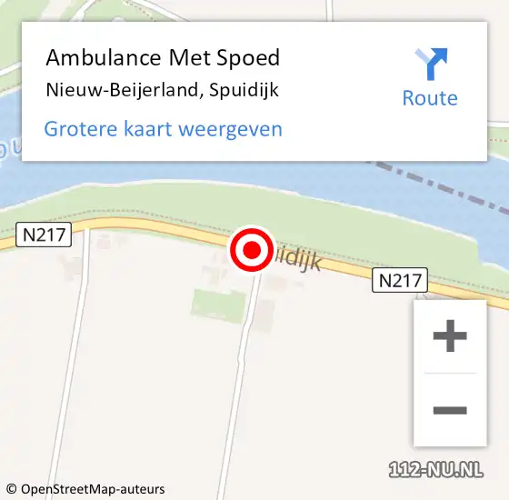 Locatie op kaart van de 112 melding: Ambulance Met Spoed Naar Nieuw-Beijerland, Spuidijk op 8 augustus 2019 19:24