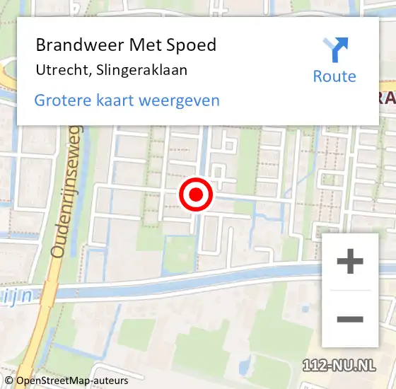 Locatie op kaart van de 112 melding: Brandweer Met Spoed Naar Utrecht, Slingeraklaan op 8 augustus 2019 20:35