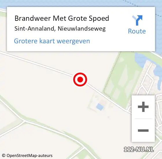 Locatie op kaart van de 112 melding: Brandweer Met Grote Spoed Naar Sint-Annaland, Nieuwlandseweg op 8 augustus 2019 20:52