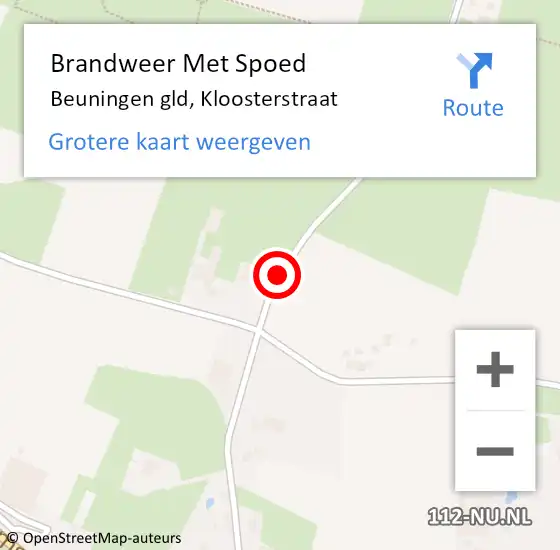 Locatie op kaart van de 112 melding: Brandweer Met Spoed Naar Beuningen gld, Kloosterstraat op 8 augustus 2019 21:06