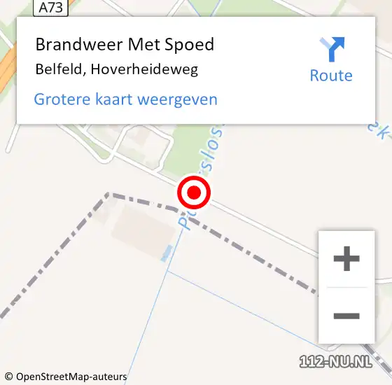 Locatie op kaart van de 112 melding: Brandweer Met Spoed Naar Belfeld, Hoverheideweg op 8 augustus 2019 21:18