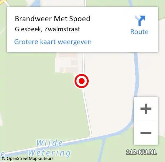 Locatie op kaart van de 112 melding: Brandweer Met Spoed Naar Giesbeek, Zwalmstraat op 8 augustus 2019 21:28