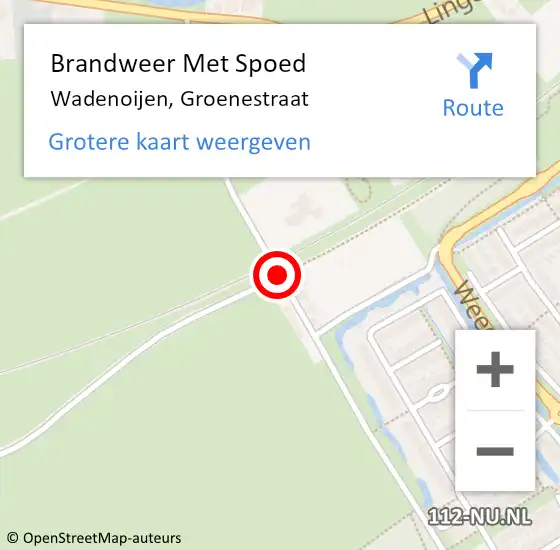 Locatie op kaart van de 112 melding: Brandweer Met Spoed Naar Wadenoijen, Groenestraat op 8 augustus 2019 21:49